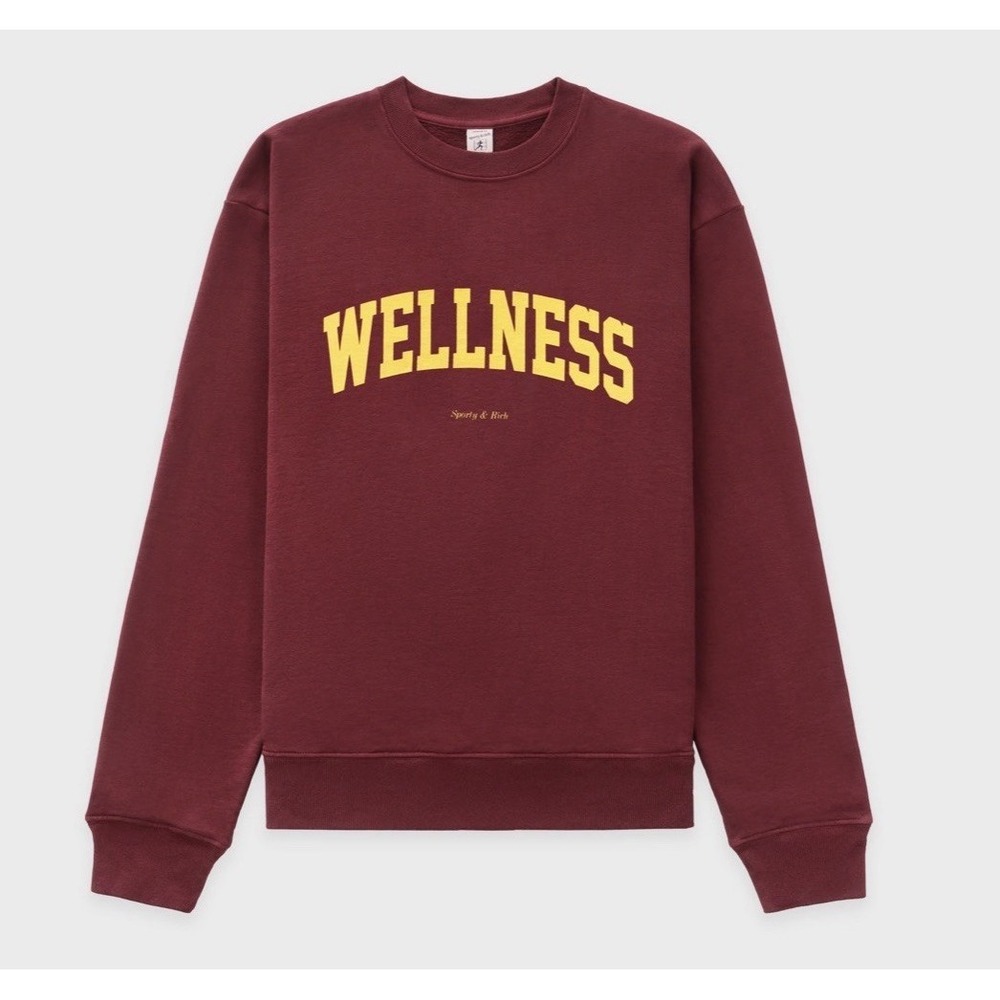 Sporty and Rich Ivy Crewneck Sweatshirt Health Club Merlot Red/Yellow USA Size S